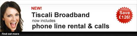 Great value broadband and phone deals from Tiscali. Now with Free line rental.